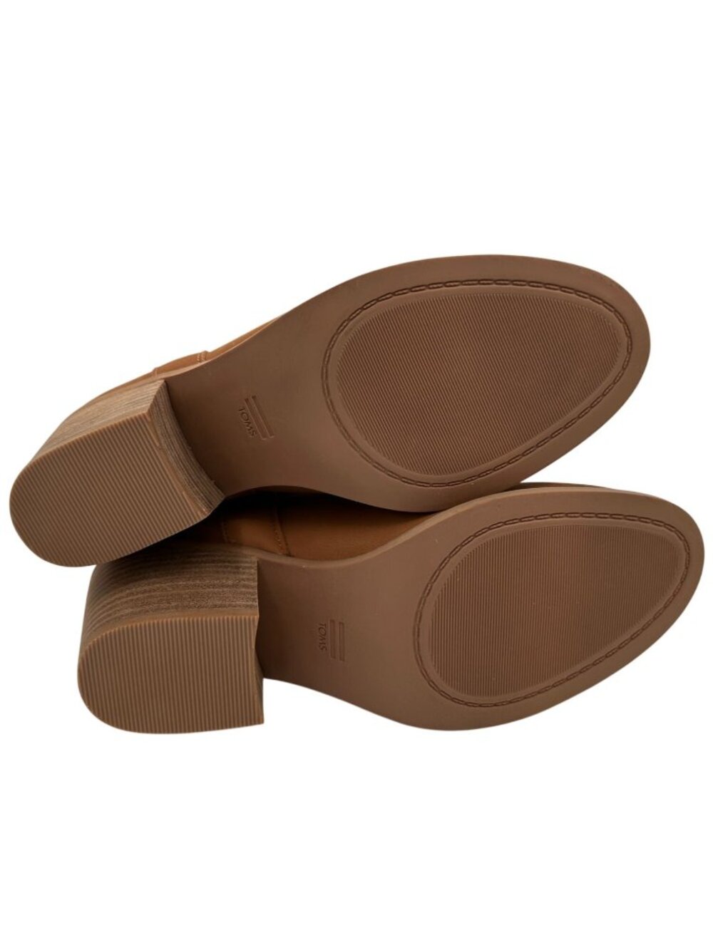 Toms Ankle Booties Womens Size 7.5 Brown Leather Stacked Blocked Heel NEW - Picture 9 of 12